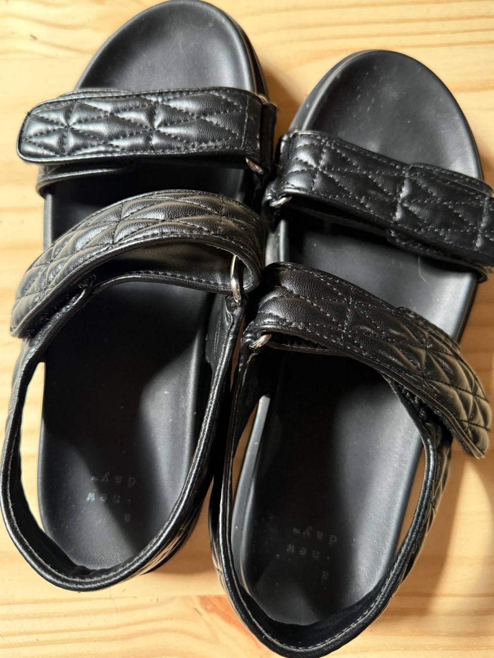 A New Day Black Quilted Strap Comfort Sandals